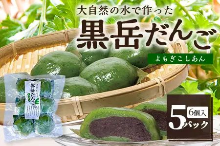 だんご 黒岳だんご 6個入×5P 計30個 冷凍｜団子 和菓子 お菓子 あんこ こしあん よもぎ 米粉 手作り 個包装 大容量 もろっこはうす 宮崎県 諸塚村 MO-04
