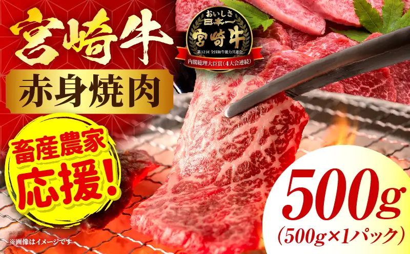 「畜産農家応援」 宮崎牛赤身(ウデorモモ) 焼肉 【500g】 2026年6月発送予定