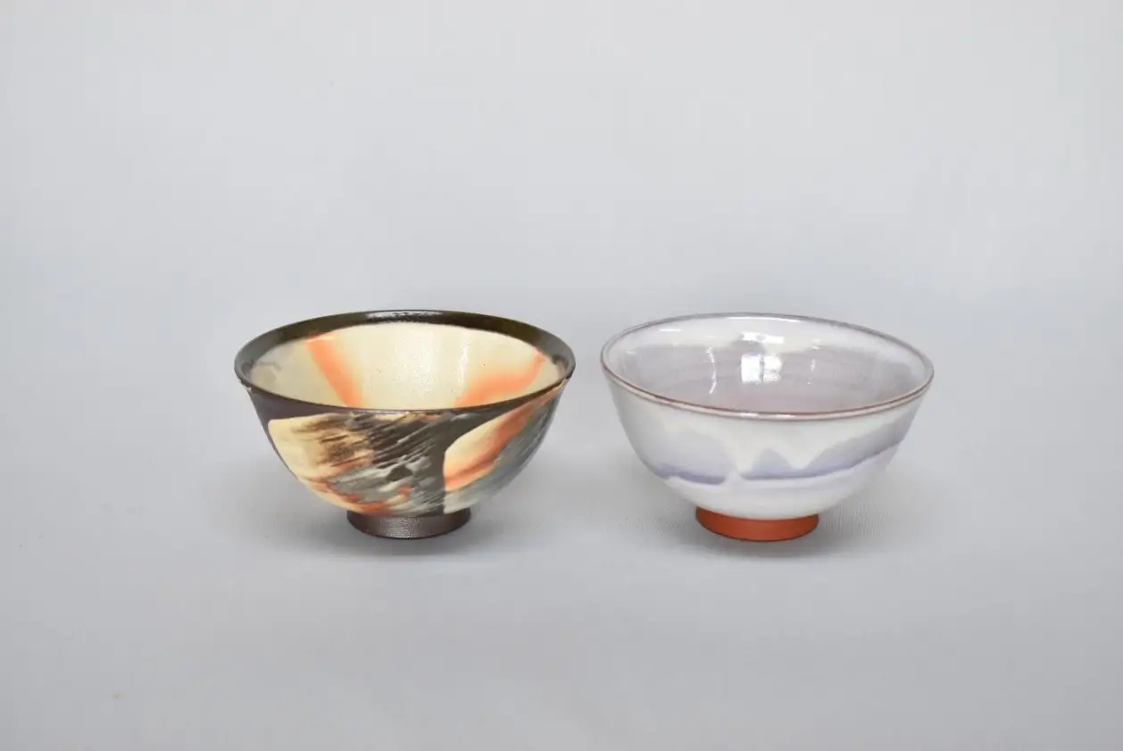 萩焼 ペアごはん茶碗「萩むらさき&御本手」