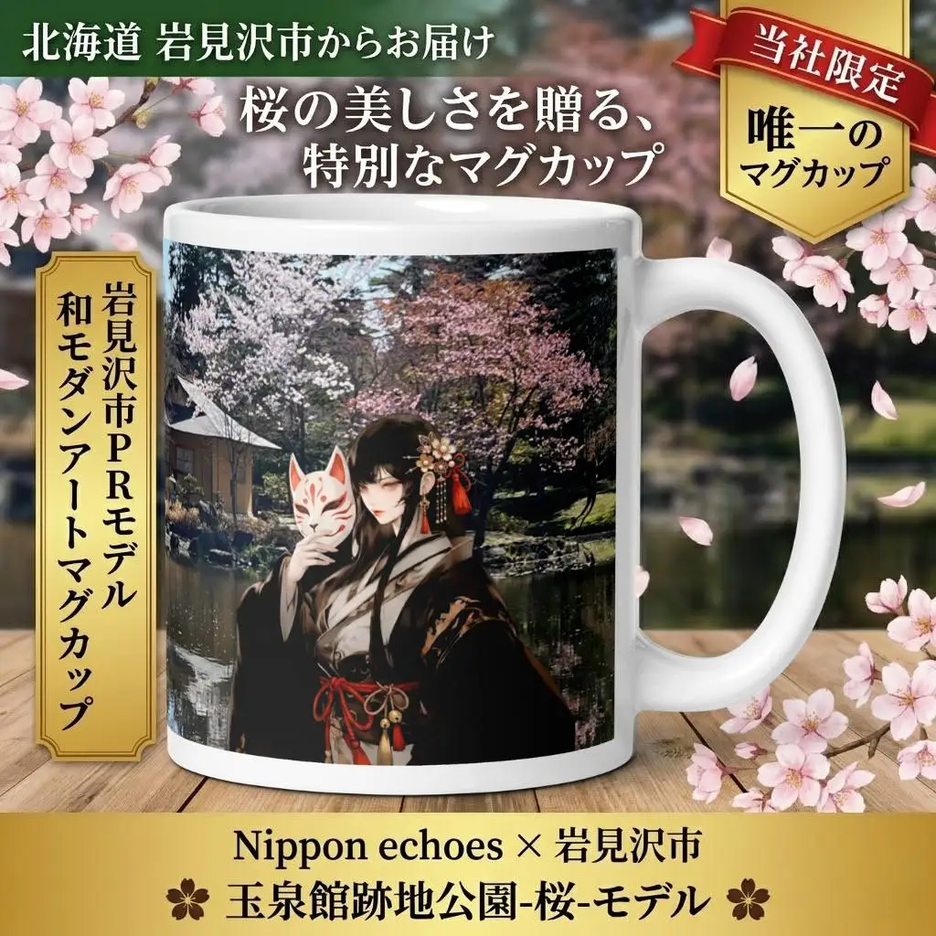 北海道岩見沢市 和モダン 桜 マグカップ 当社限定 神楽舞姫（玉泉館）【a173-003】
