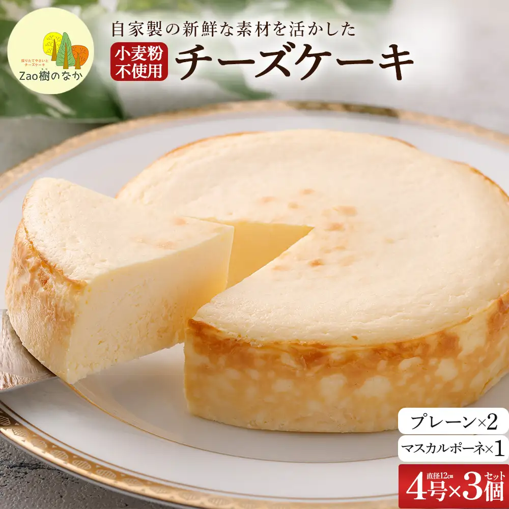 【選べる組合せ】蔵王のチーズケーキ専門店 選べるチーズケーキ＜プレーンチーズケーキ2個・マスカルポーネ1個＞　【04301-1037-2】
