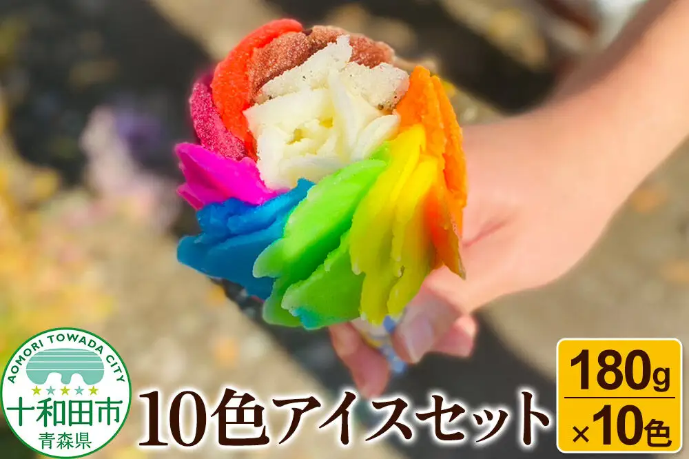 10色アイスセット（バニラ、ごま、いちご、ブルーハワイ、ブドウ、メロン、チョコ、オレンジ、パイン、リンゴ）180g×10種