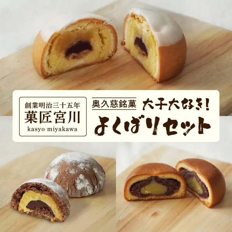 【菓匠宮川】奥久慈銘菓「大子大好き！よくばりセット」12個入り（月居ふわり・氷瀑・八溝石 ×各4個）｜茨城県 大子町 老舗 お菓子 詰め合わせ 個包装 焼菓子 和菓子 饅頭 和洋菓子 スイーツ 手土産 お土産 お取り寄せ ギフト プレゼント 贈答（BF036）