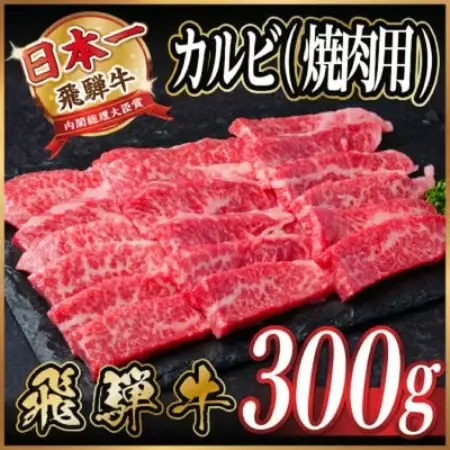 飛騨牛　厳選カルビ(焼肉・BBQ用) 300g　A4～A5等級 黒毛和牛【配送不可地域：離島】【1732946】