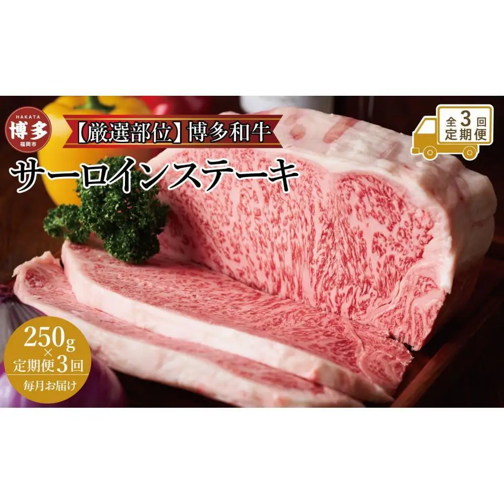 【全3回定期便】博多和牛サーロインステーキ 250ｇ（250ｇ×1枚） | 肉 お肉 にく 食品 福岡県産 人気 おすすめ 送料無料 ギフト
