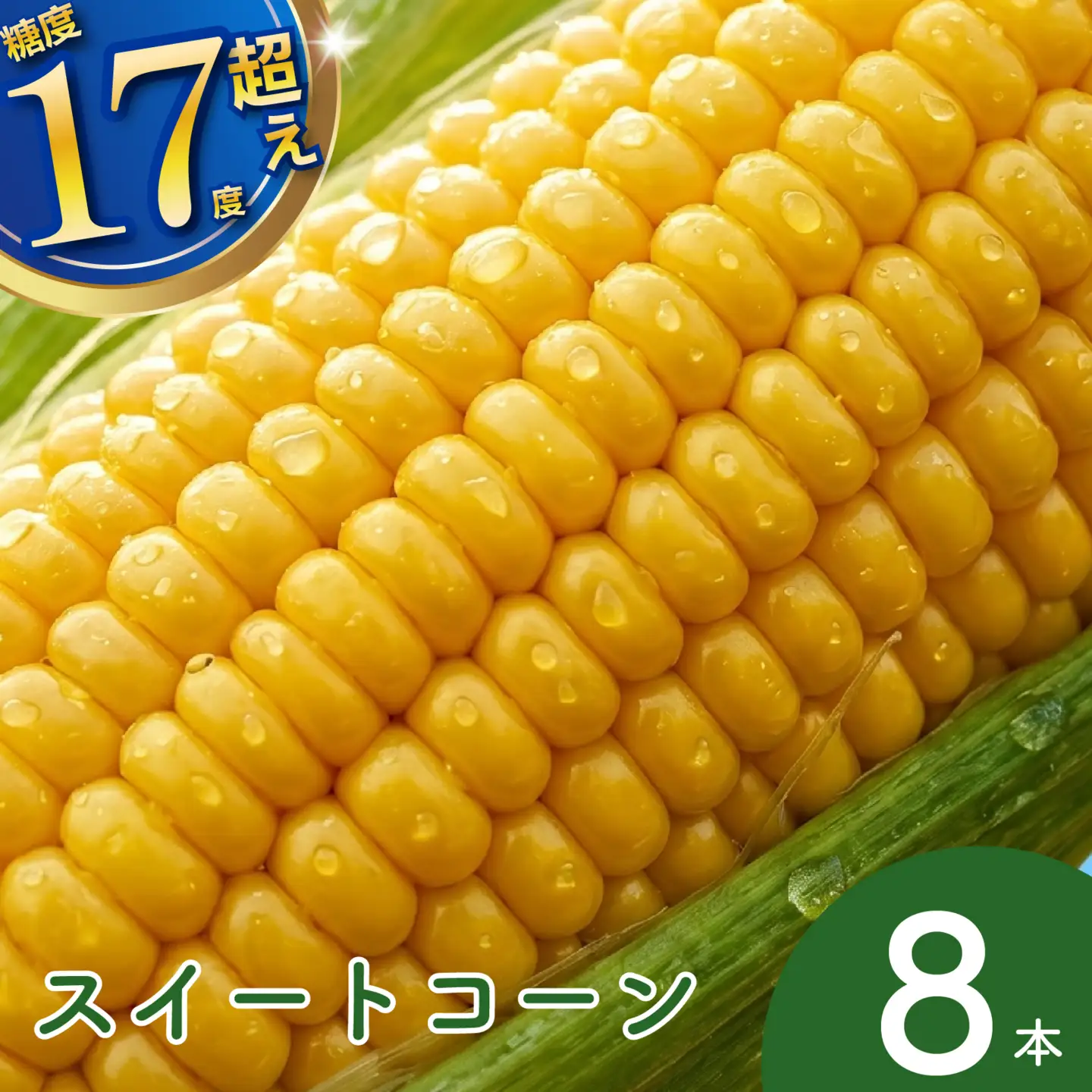 【先行予約】糖度15度以上 フルーツ級の甘さ とうもろこし スイートコーン 8本 有機肥料使用