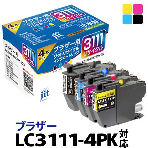 1.5-9-22　ジット　日本製インクカートリッジ LC3111-4PK用リサイクルカートリッジ　JIT-B31114P　（４色セット） ALPBN062
