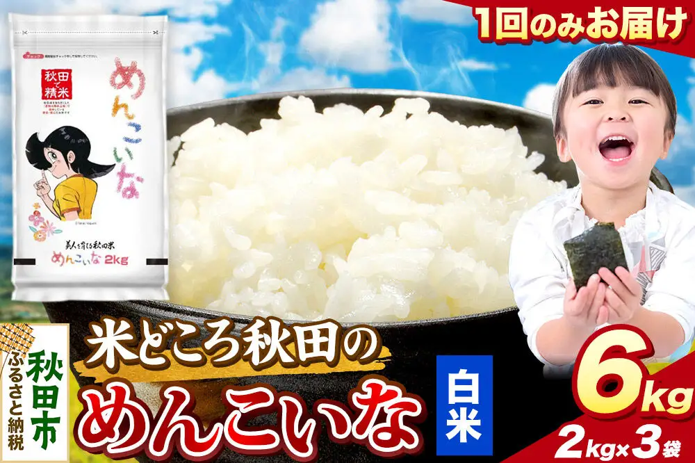 米 めんこいな【白米】米どころ秋田県産 令和7年産 精米 6kg（2kg×3袋）