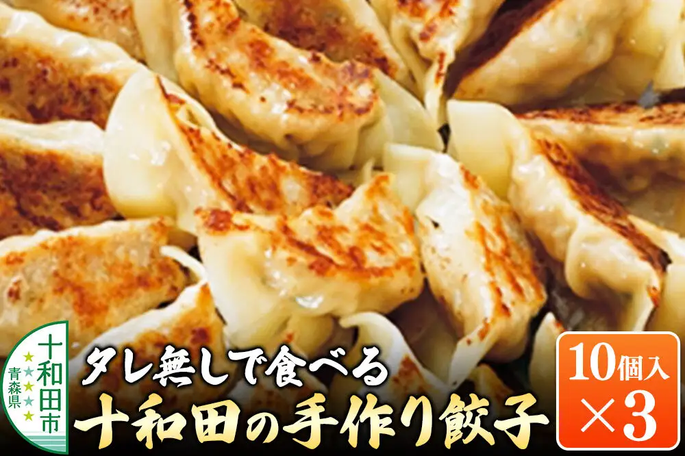 タレ無しで食べる十和田の手作り餃子 10個入り×3パック 十和田市産プレミアムにんにく使用