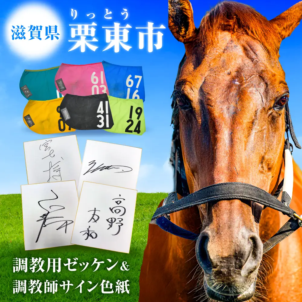 【父の日】【JRA/日本中央競馬会】調教用ゼッケンと調教師サイン色紙 (栗東カラー) BIAM006 競馬 