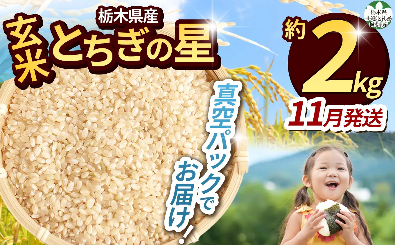  訳あり 【令和8年度新米】【栃木県共通返礼品】栃木県産とちぎの星 2kg（玄米真空パック）11月発送 | とちぎの星 玄米 米 ごはん  冷めてもおいしい ふるさと納税 那珂川町 栃木県