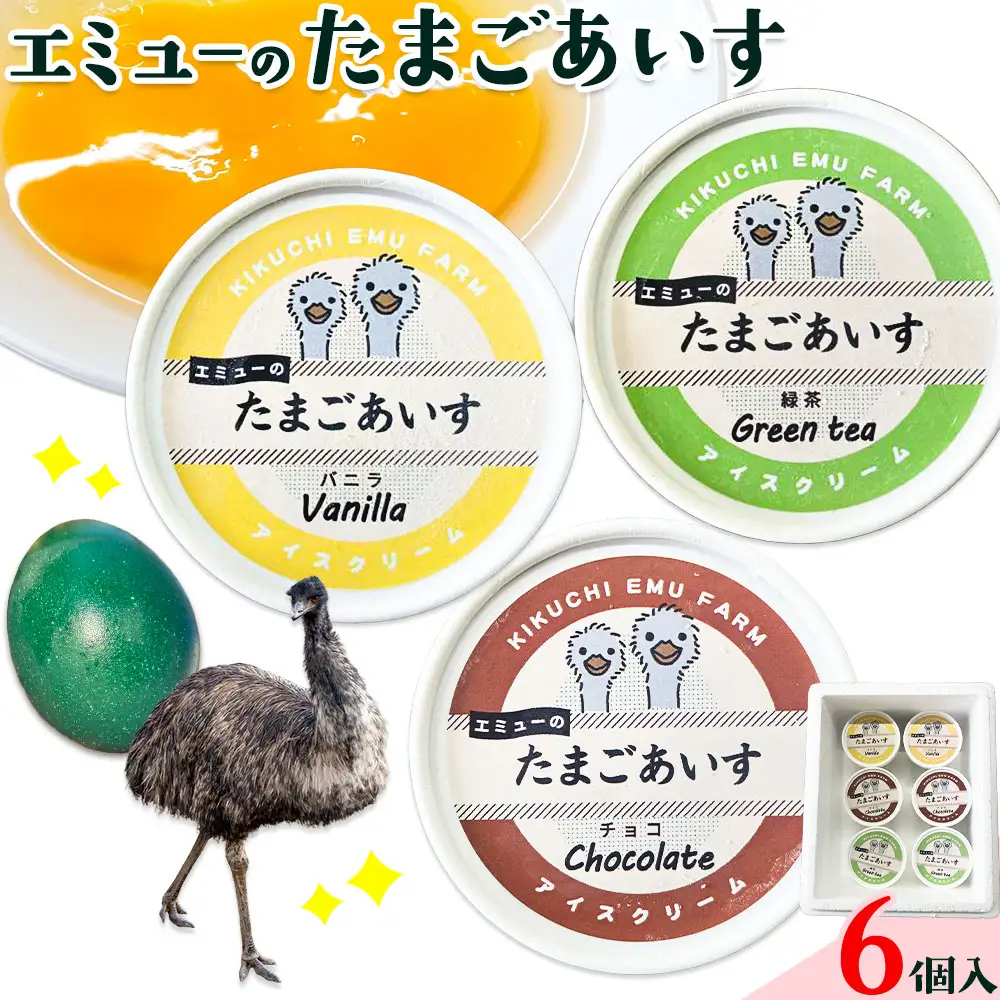 エミューのたまごアイス 6個入り エミュー観光牧場 《30日以内に出荷予定(土日祝除く)》 熊本県 菊池市 卵 たまご エミュー 食用卵 アイス デザート 国産 熊本県産 産地直送 送料無料