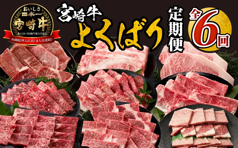 宮崎牛よくばり定期便全6回 ステーキ 焼肉 スライス