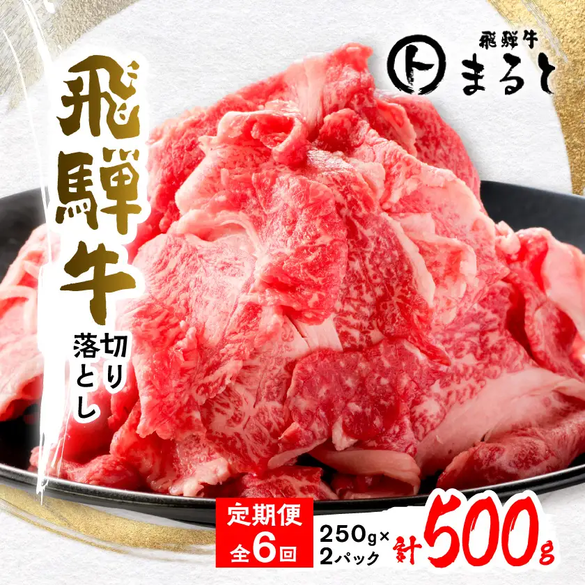 【毎月定期便】飛騨牛　切り落とし250g×2パック　すきやき・しゃぶしゃぶ・牛丼など全6回【配送不可地域：離島】【4085696】