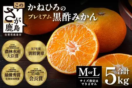 【2026年11月中旬頃～12月頃配送予定】プレミアム黒酢みかん 約5kg (M / Lサイズいずれか ) のし対応 温州みかん 柑橘 B-910
