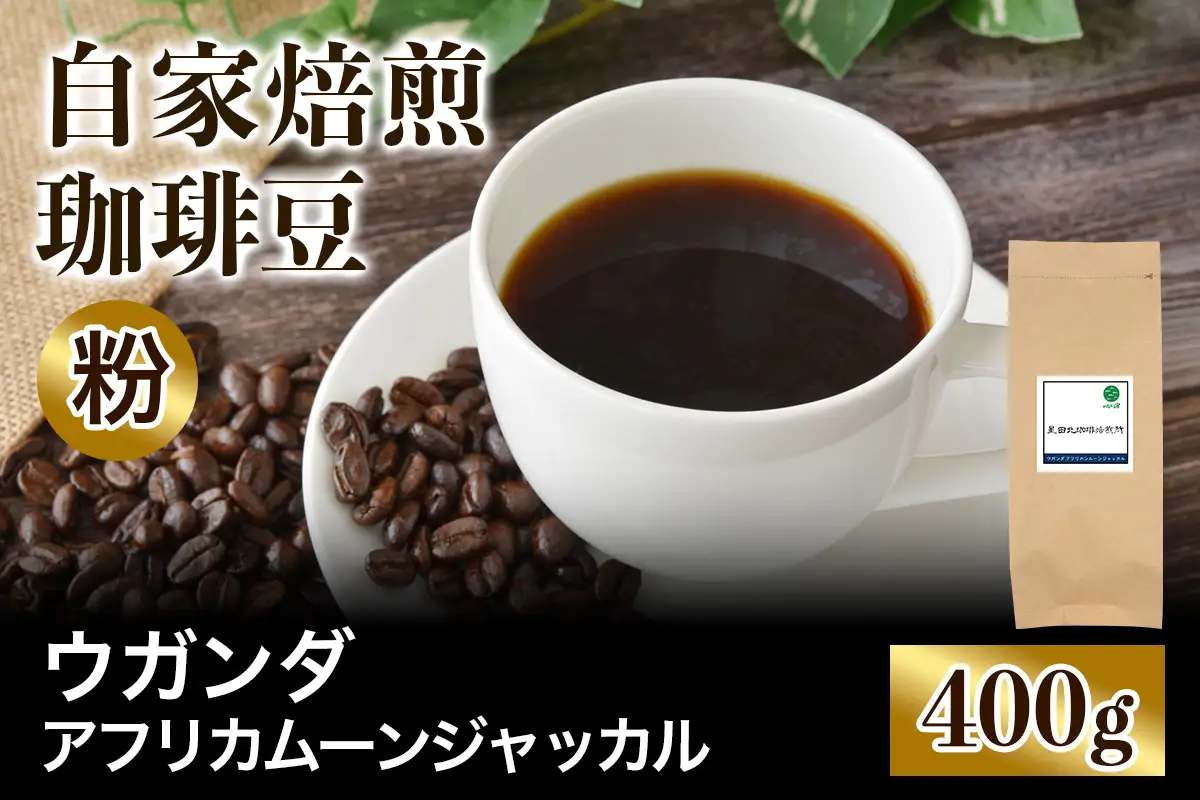 ★注文後に焙煎★自家焙煎珈琲豆 ウガンダ AFRIKAN MOON JACKAL ルウェンゾリ 中浅煎り 400g【粉：ペーパードリップ用 中細挽き】 [0417]