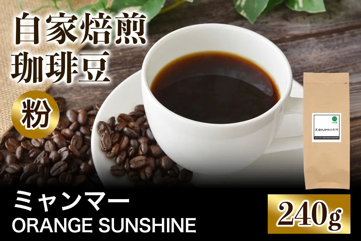 ★注文後に焙煎★自家焙煎珈琲豆 ミャンマー ORANGE SUNSHINE G1 アナエロビック 中浅煎り 240g【粉：ペーパードリップ用 中細挽き】 [0437]