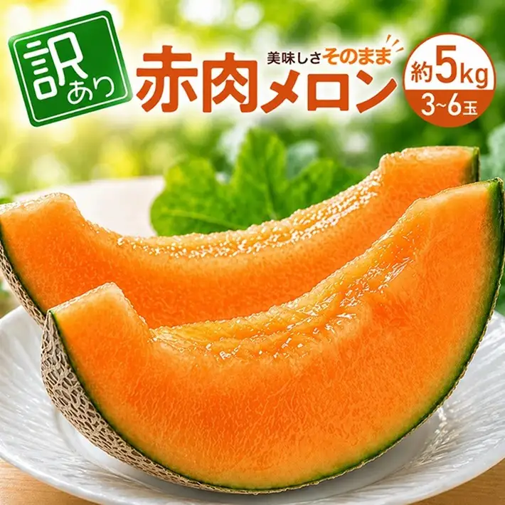 SA2976　訳アリ　赤肉メロン　優品　約5kg(3~6玉入)