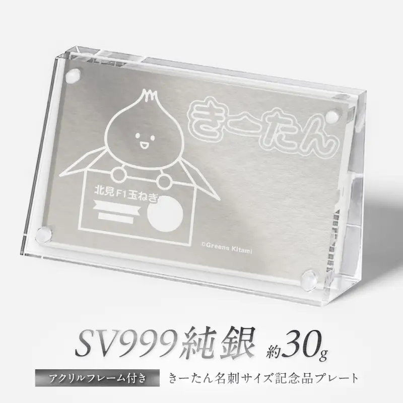 SV999 純銀 30g きーたん 名刺サイズ記念品プレート アクリルフレーム付き ( 受注生産 シルバー コレクション )【220-0193】
