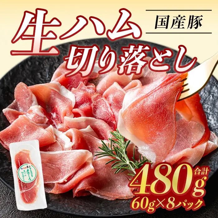 【ふるなび限定】＜2026年7月中に発送予定＞国産 豚 生ハム 切り落とし 60g×8P(計480g) おつまみ 小分け 【ナンチク】A1106-07 FN-Limited-VO
