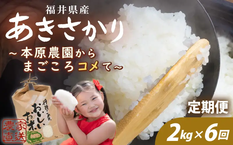 先行予約 定期便 6ヶ月連続お届け あきさかり 2kg (1袋) × 6回 計12kg 白米 ブランド米 2026年10月上旬以降順次発送 [B-8947]