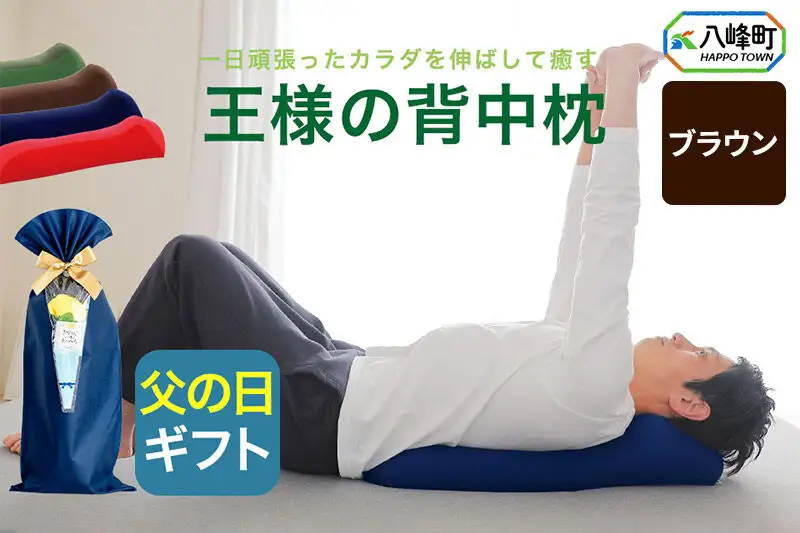 【父の日仕様】で年中発送 【王様の背中枕】（ブラウン） ラッピング 贈答用 プレゼント 贈り物 父の日ギフト メンズ 敬老の日 ありがとう 感謝