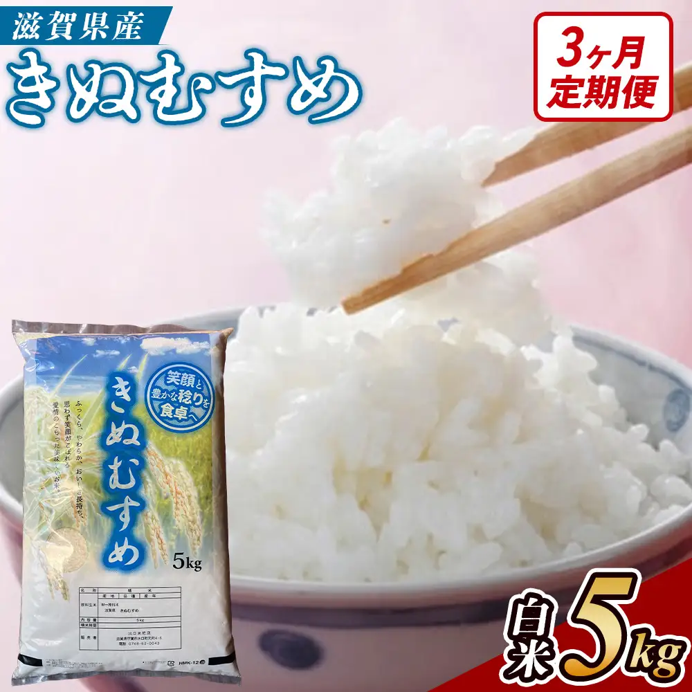 【3ヶ月定期便】【令和7年産】近江米きぬむすめ白米5kg