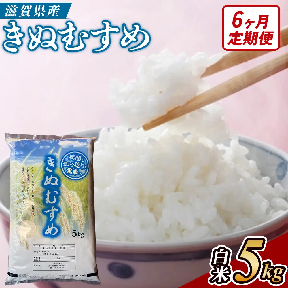 【6ヶ月定期便】【令和7年産】近江米きぬむすめ白米5kg