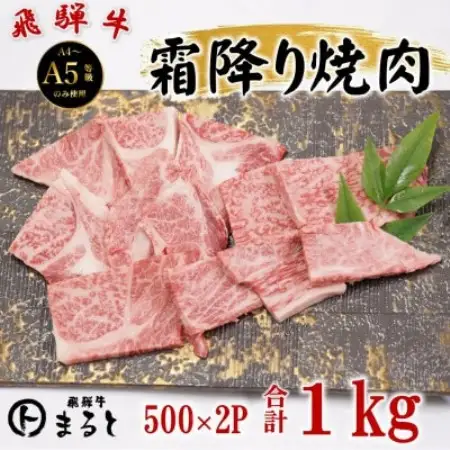 飛騨牛霜降り焼き肉牛脂付き　500g×2パック　(合計1kg)【配送不可地域：離島】【1735701】