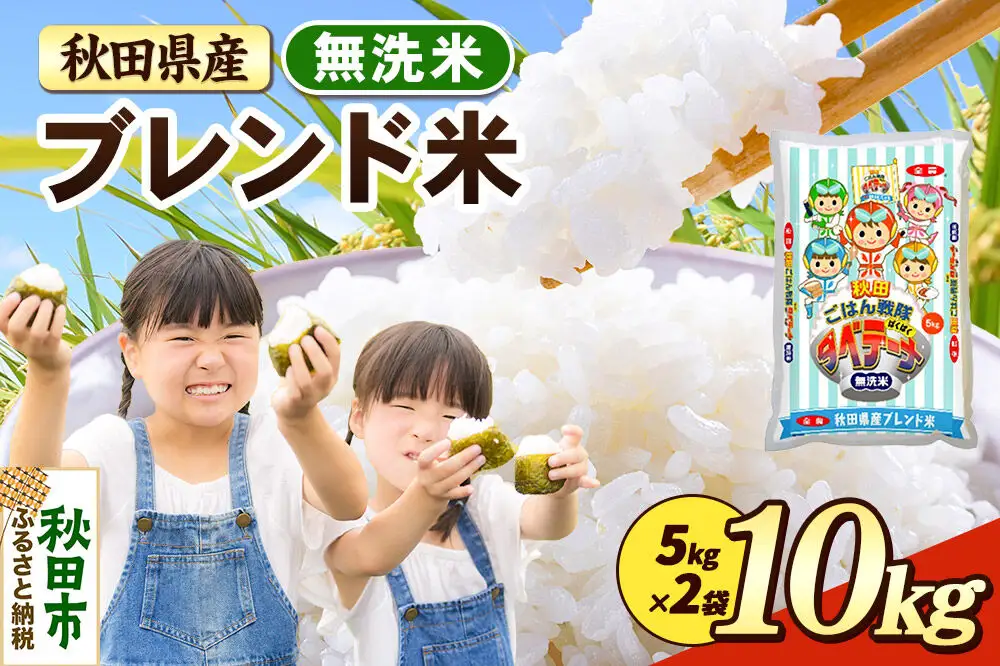 米 ブレンド米【無洗米】米どころ秋田県産 精米 10kg（5kg×2袋）