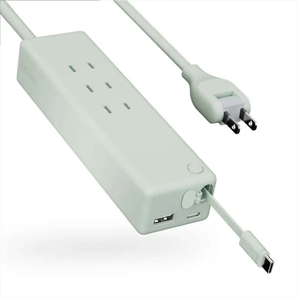 CIO 電源タップ マルチタップ 延長コード 1.5m USB-C×2 USB-A×1  Mate Tap002 カームブルー [2672]