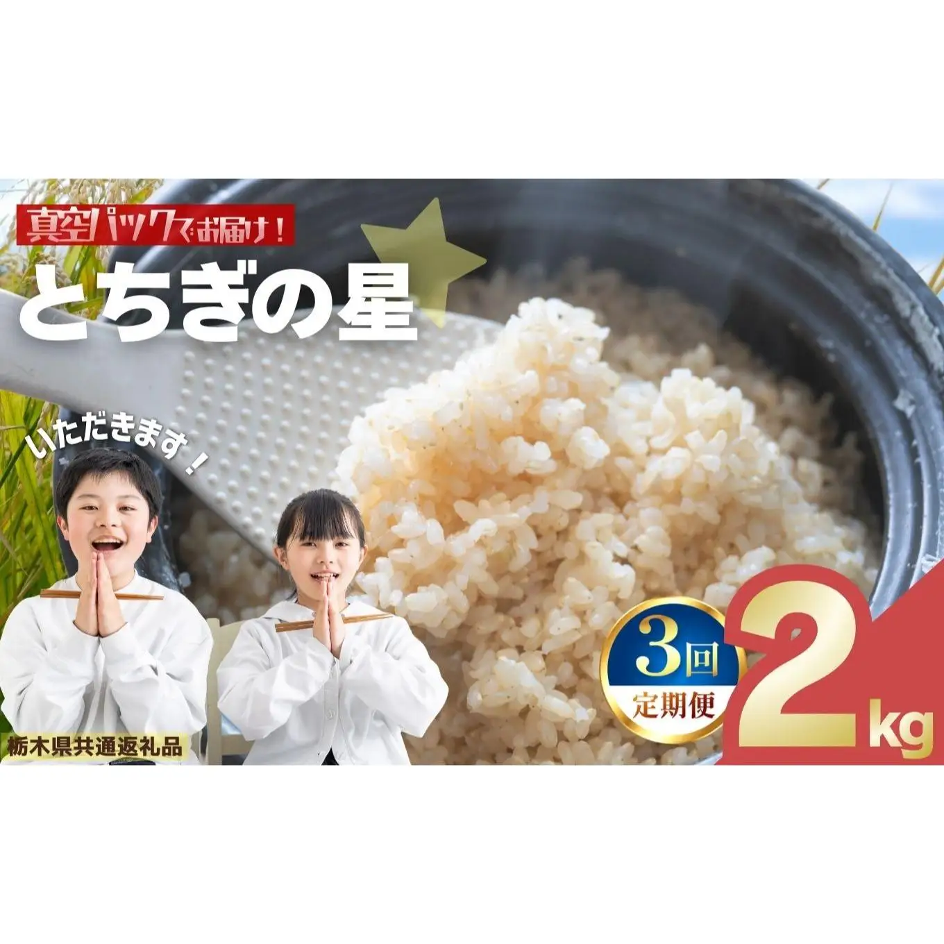 定期便3回】お米 令和8年産 とちぎの星 玄米 2kg【2026年 先行予約