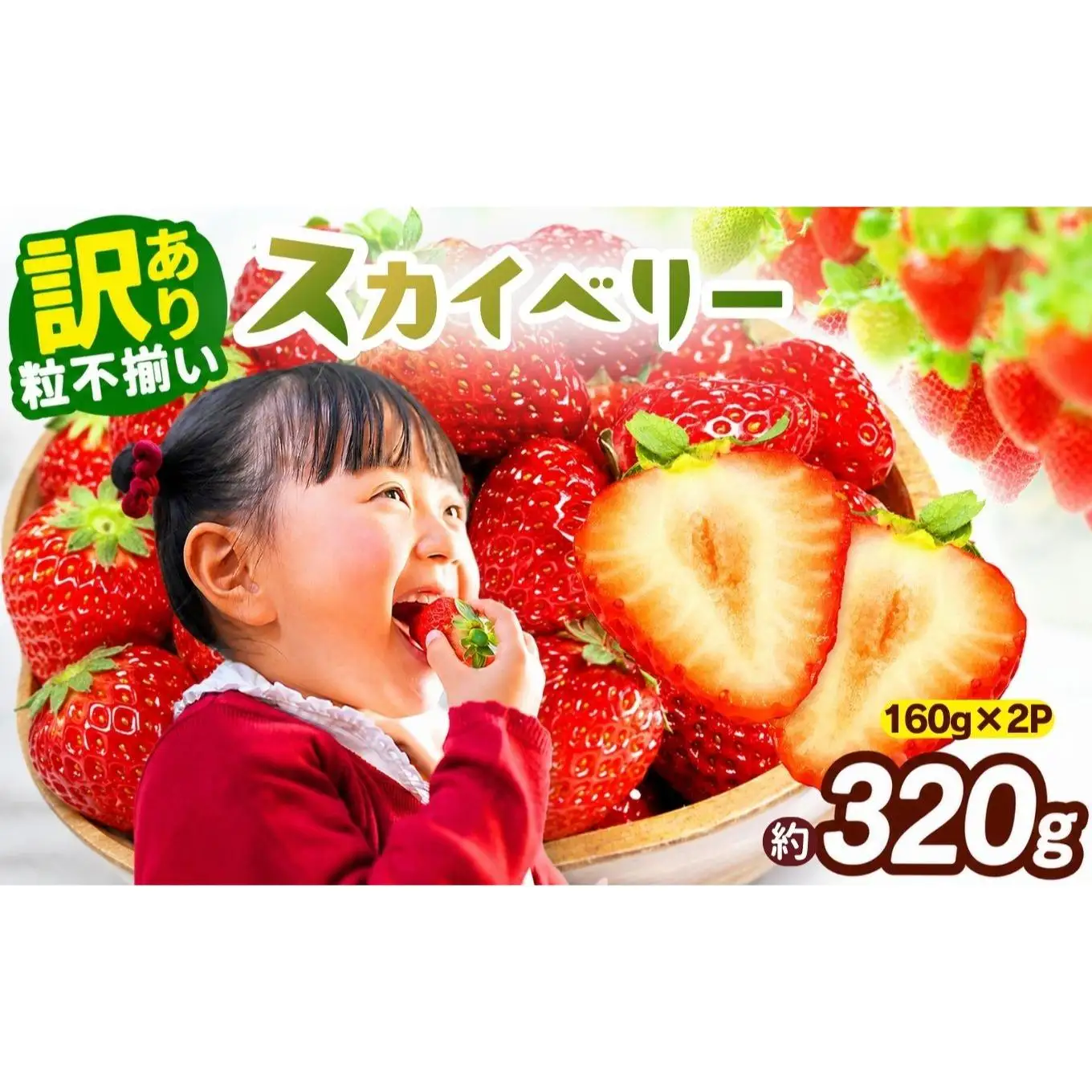 訳あり 粒不揃い スカイベリー 320g (160g×2P) 【2027年先行予約】 いちご 苺 | 栃木県 矢板市