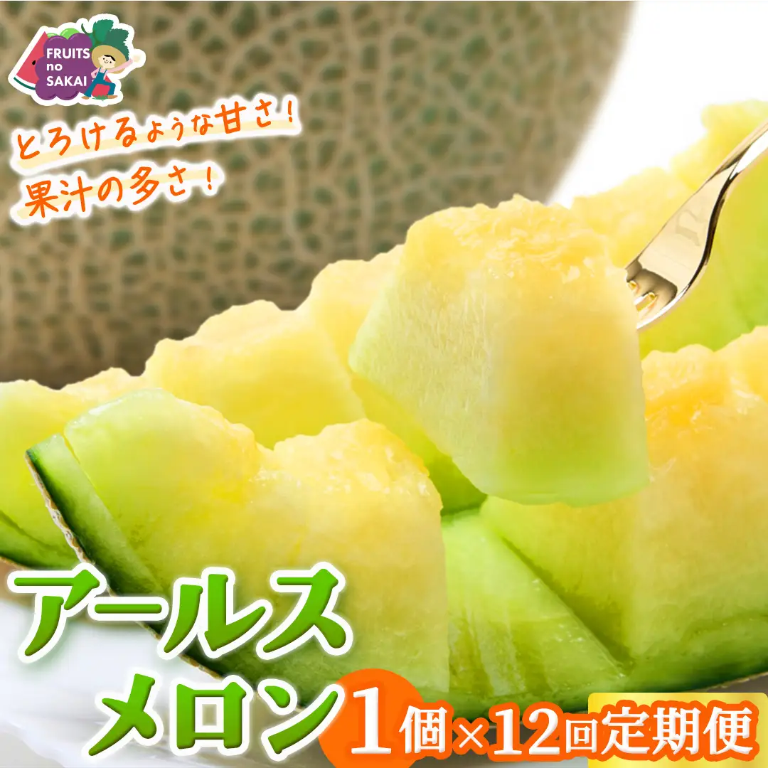 【定期便】 アールスメロン 1玉 × 12か月連続