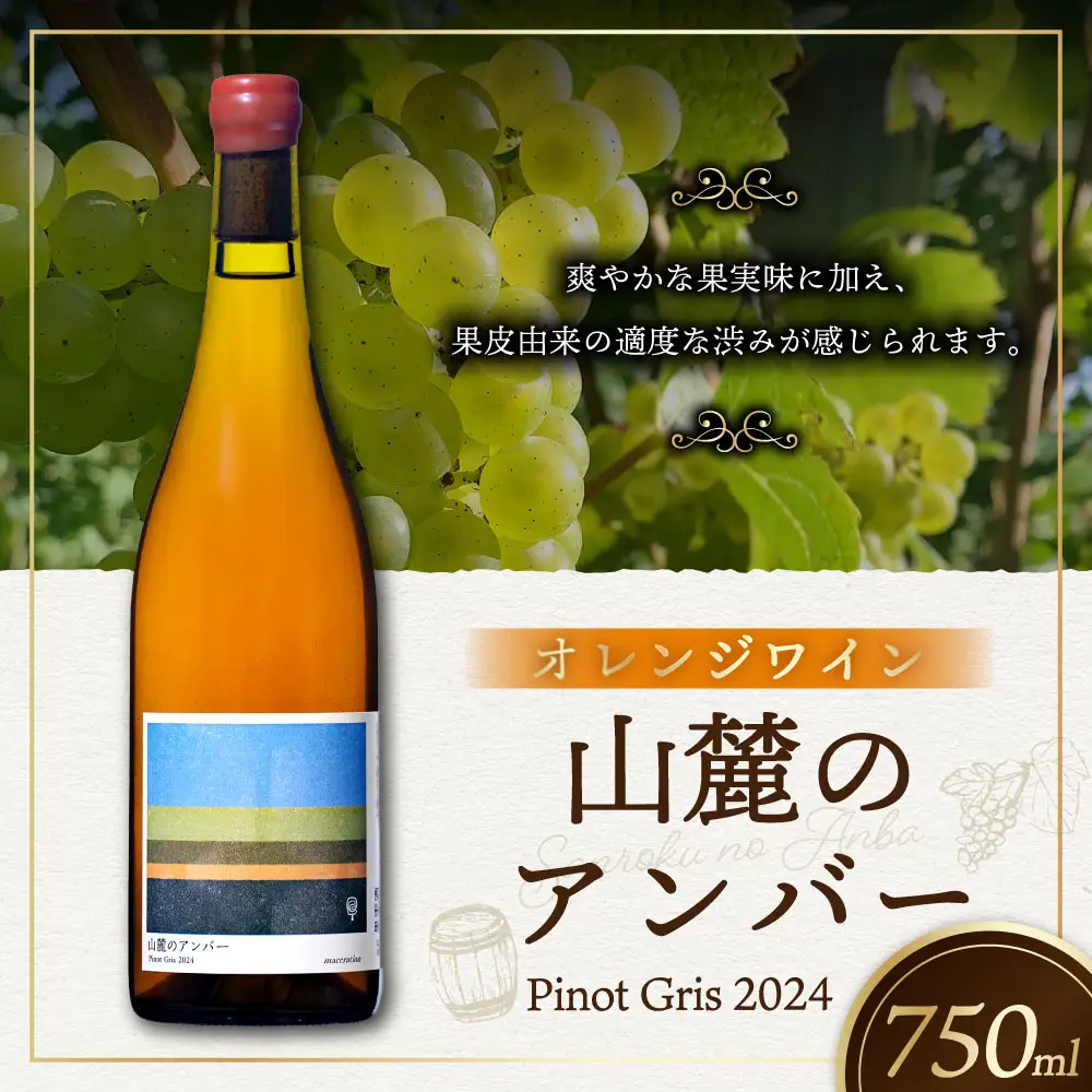 オレンジワイン 山麓のアンバー Pinot Gris 2024 750ml 1本 ワイン お酒 酒 アルコール 洋酒 ぶどう 葡萄 ブドウ 