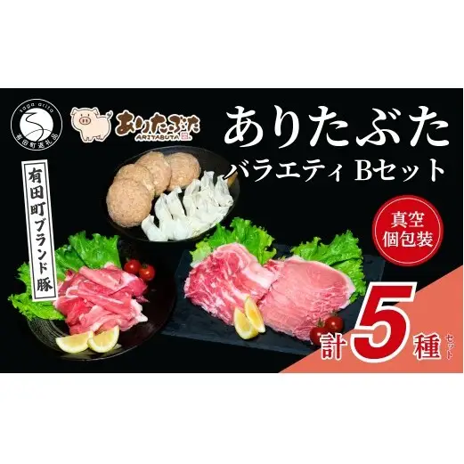 【手軽！ありたぶた5種】ありたぶた 5種 Bセット 【有田まちづくり公社】豚 ぶた 豚肉 赤身 モモ ロース 薄切り スライス ハンバーグ 餃子 ぎょうざ セット 小分け 真空 パック 佐賀県産 有田町産 ブランド豚 N12-21