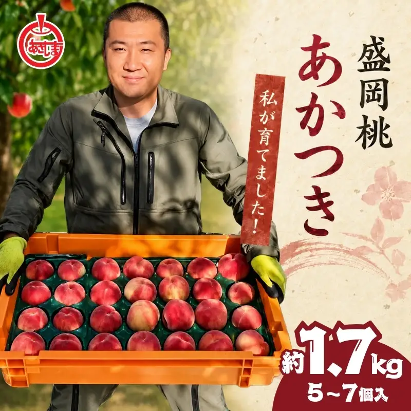 【先行予約】 桃あかつき約1.7kg(5~7個)【8月上旬～順次発送】【asashima001】