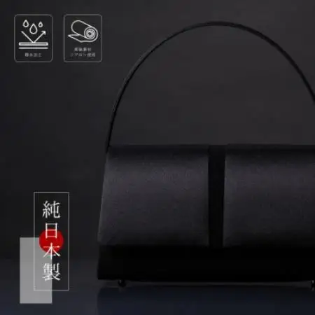 【日本製】上品な光沢感のあるサテン切り替え ブラックフォーマルバッグ【配送不可地域：沖縄県】【1735346】