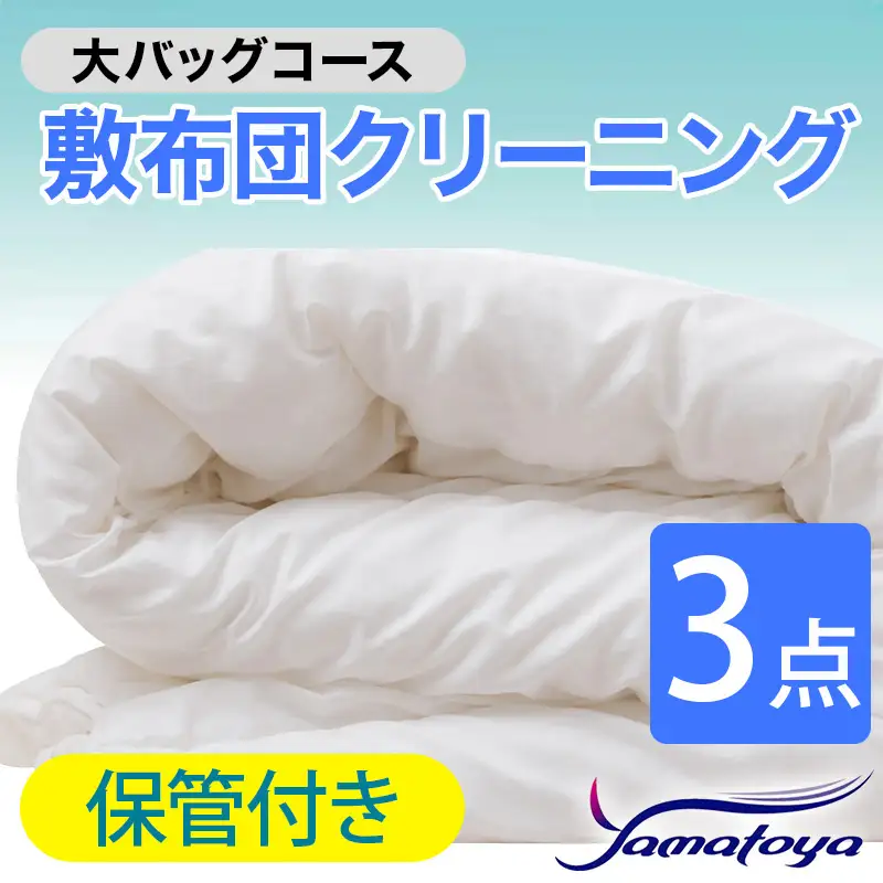 敷布団クリーニング 3点パック 保管付き 大バッグコース 【保管付き 丁寧 丸洗い セミダブル 敷き布団 寝具 こたつ 丸洗い クリーニング シーツ 高品質ヤマトヤクリーニング 糸魚川 帰省 年末年始 実家 寝具 布団クリーニング】
