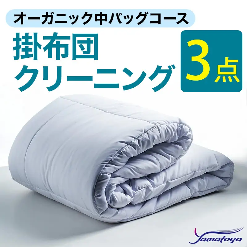 オーガニック掛布団クリーニング 3点パック 中バッグコース 【丁寧 丸洗い セミダブル 掛け布団 寝具 こたつ 丸洗い クリーニング シーツ 高品質ヤマトヤクリーニング 糸魚川 帰省 年末年始 実家 寝具 布団クリーニング】