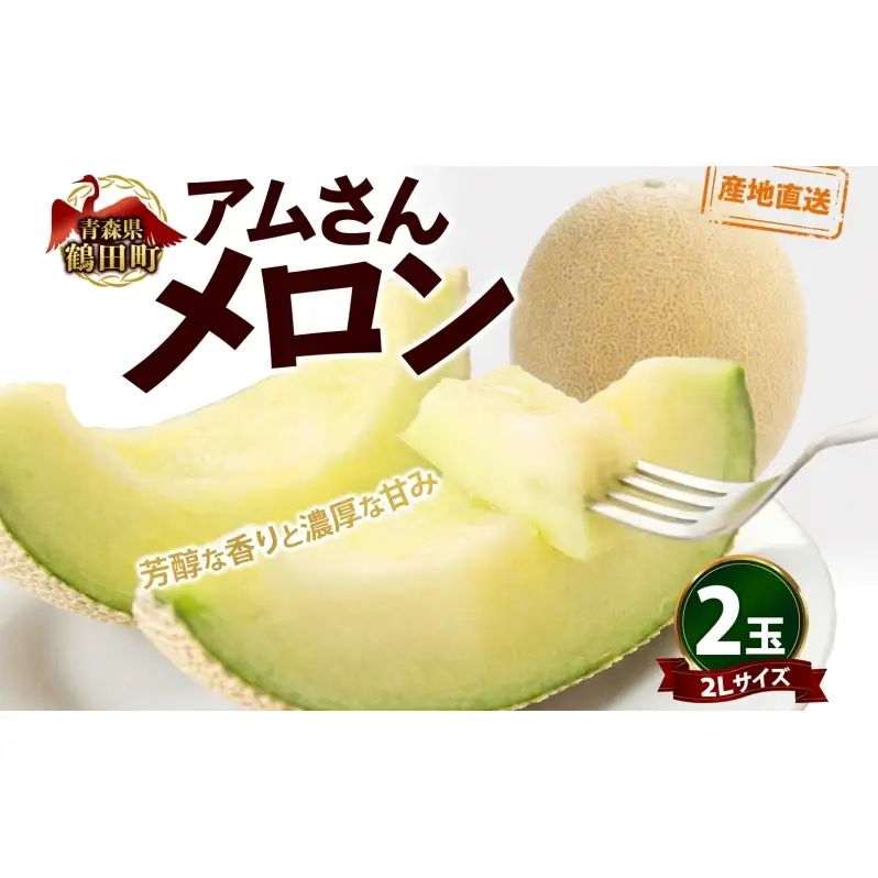 青森県産 つがりあんメロン 「アムさん」 2Lサイズ 2玉 完熟 甘い ジューシー ハウス栽培 弘果弘前中央青果 産地直送 メロン フルーツ 果物 ギフト 贈答 青森県 鶴田町