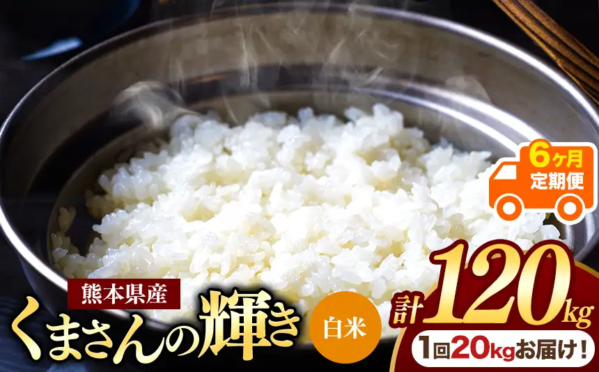 【定期便6回】熊本県産 白米 くまさんの輝き 20kg
