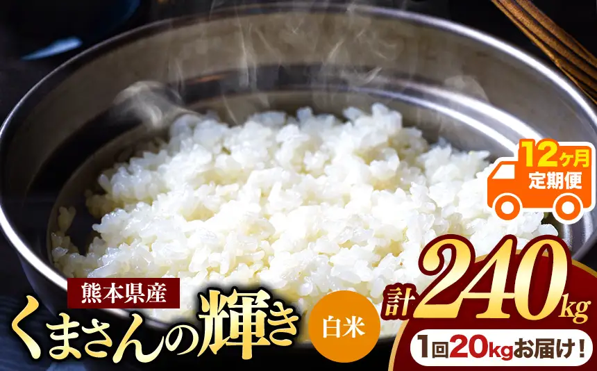 【定期便12回】熊本県産 白米 くまさんの輝き20kg