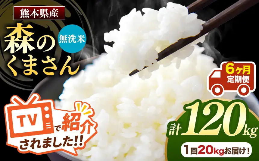 【 定期便 6回 】 熊本県産 無洗米 森のくまさん 20kg