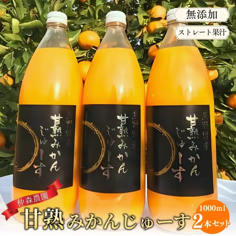 みかんジュース 仲森農園 甘熟みかんジュース 1L×2本【nkmr0025】