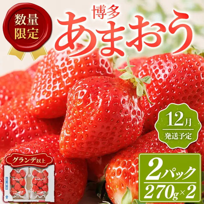 ＜数量限定・先行予約受付中！2026年12月中旬より順次発送＞福岡県産苺「あまおう」グランデ以上(計約540g)いちご 苺 フルーツ 果物 くだもの 福岡限定 家庭用 冷蔵 ＜離島配送不可＞【ksg1891】【hurrah.】