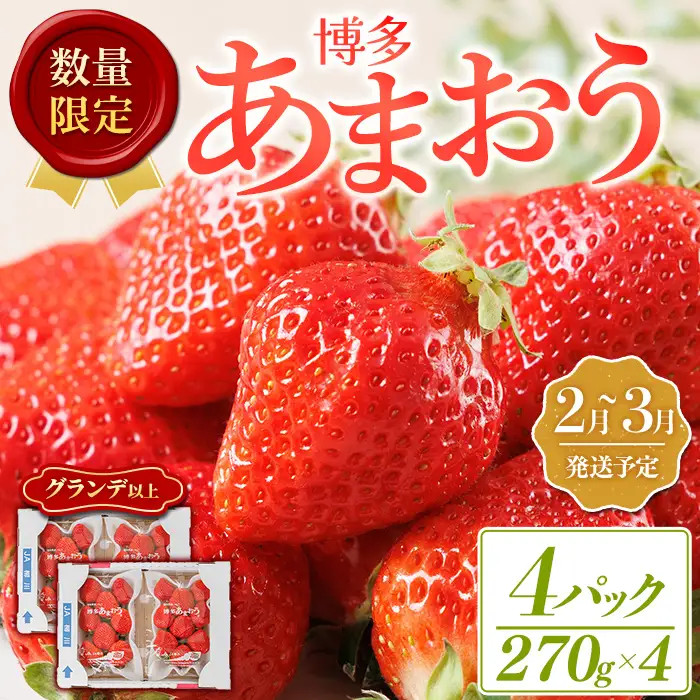 ＜数量限定・先行予約受付中！2027年2月下旬～3月末に順次発送＞福岡県産苺「あまおう」グランデ以上(計約1080g)いちご 苺 フルーツ 果物 くだもの 福岡限定 家庭用 冷蔵 ＜離島配送不可＞【ksg1896】【hurrah.】