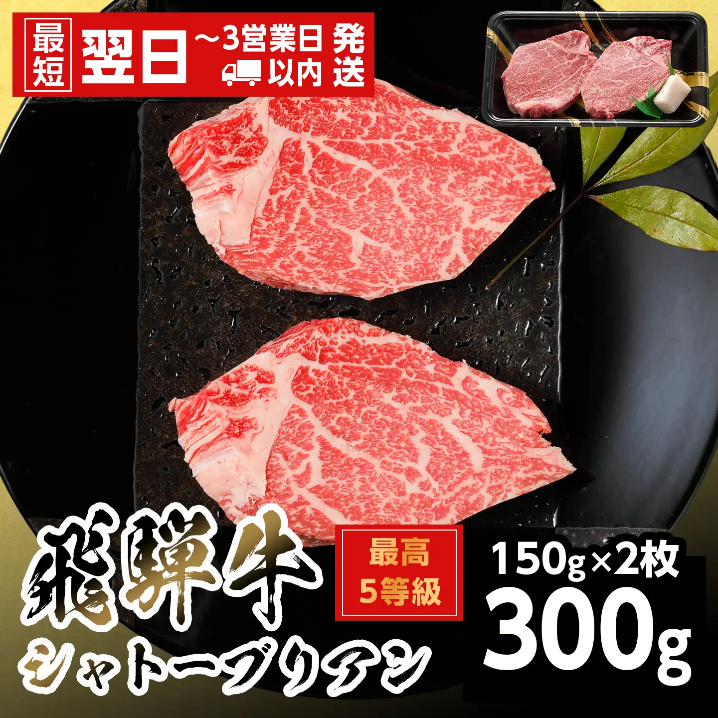 【最短翌日発送】 飛騨牛 最高5等級 シャトーブリアンステーキ 300g 150g×2枚 5等級 ステーキ 養老ミート
