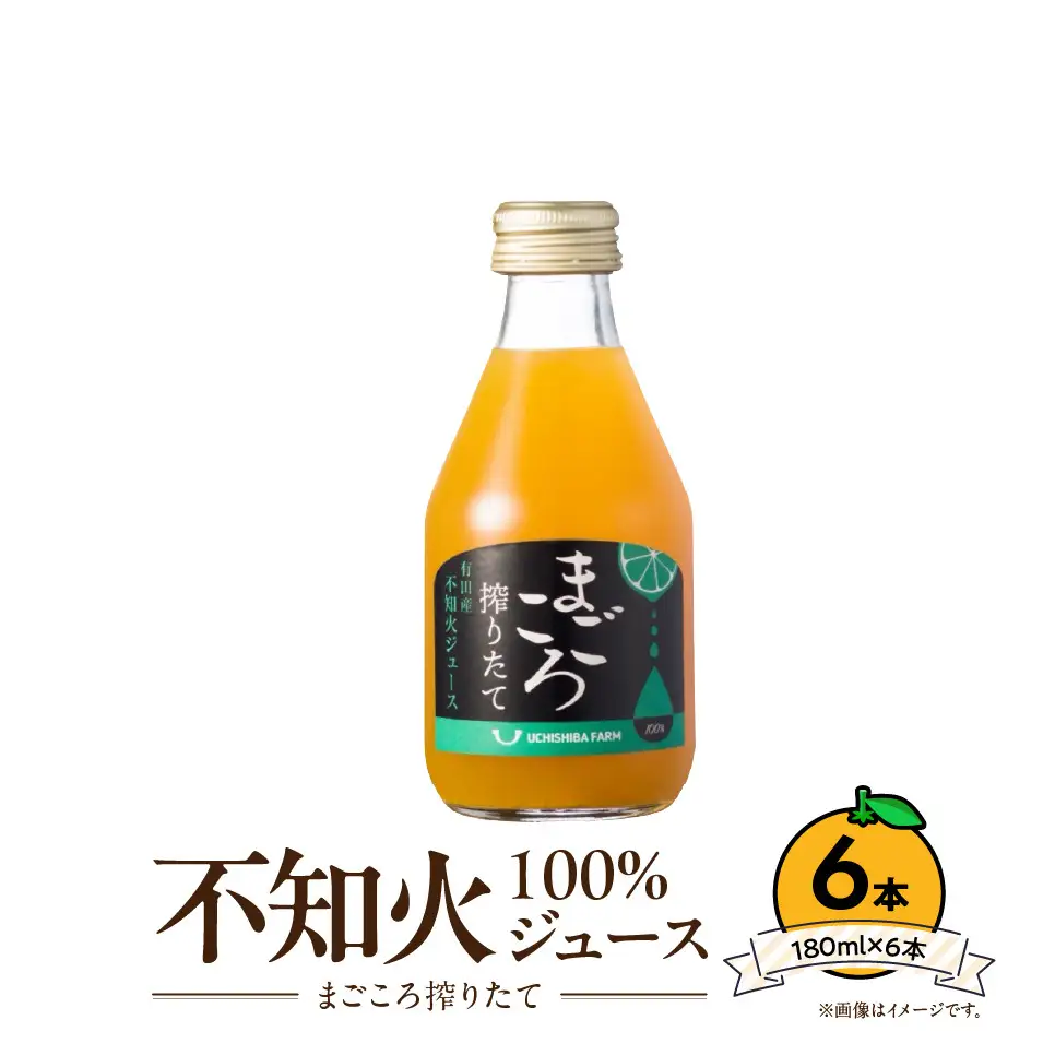 ZE6434_【まごころ搾りたて】不知火 100%ジュース 180ml × 6本