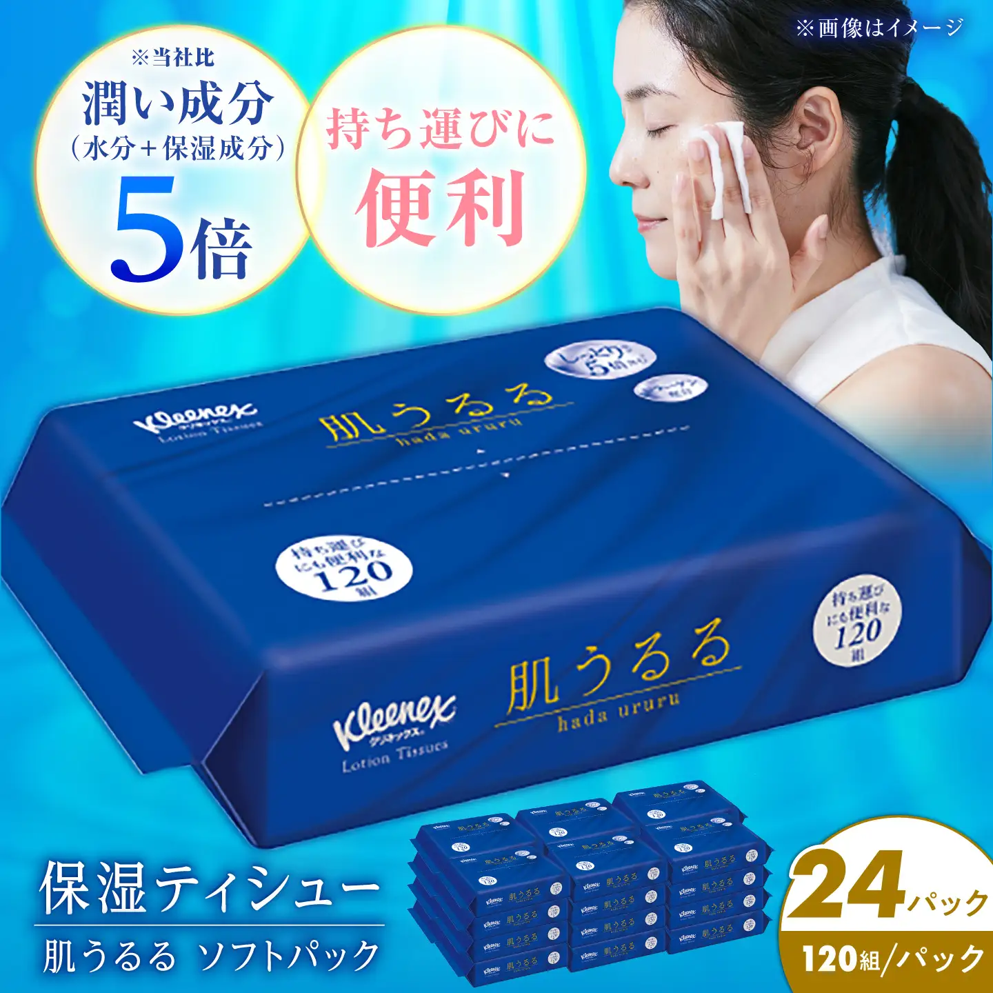 ローションティッシュ クリネックス 肌うるる ソフトパック 120組(240枚)×24パック 【日本製紙クレシア株式会社】 開成町[BDAM059-1]